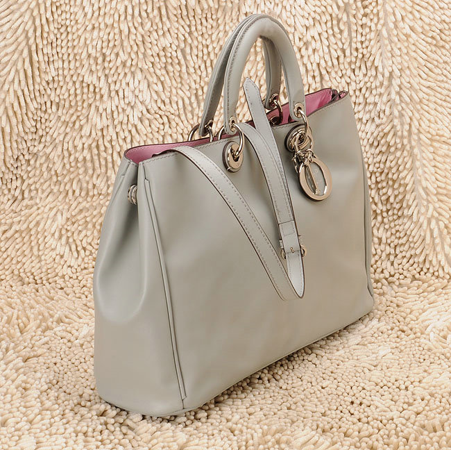 Christian Dior diorissimo nappa leather bag 0901 grey with silver hardware - Click Image to Close
